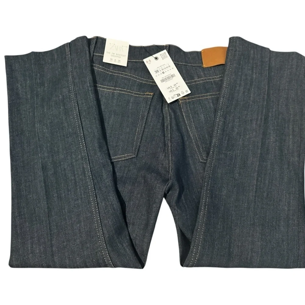 ZARA ZW Collection High Rise Bootcut Cropped Jeans – Size 6 New - Picture 2 of 4